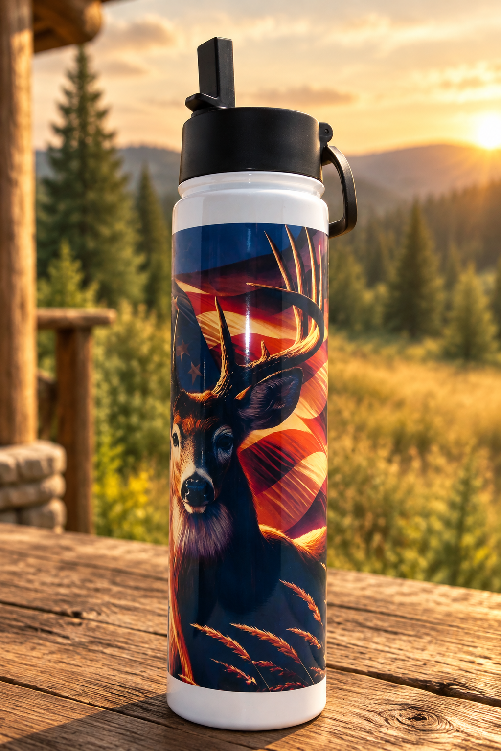 Alternate deer view of the water bottle