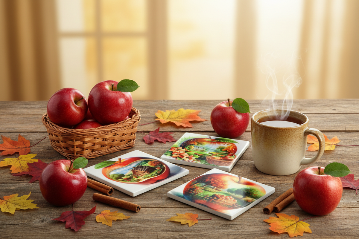 Apple Harvest Coasters - Lifestyle