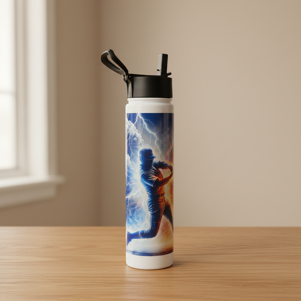 Baseball bottle in a simple neutral setting