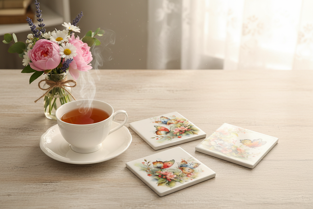 Butterfly Garden Coasters - Lifestyle