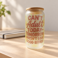 Can't Adult glass cup in a relaxed desk setting