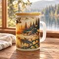 Duck lake mug in a peaceful cabin setting