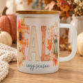 Fall Cozy Season mug in a soft autumn farmhouse setting