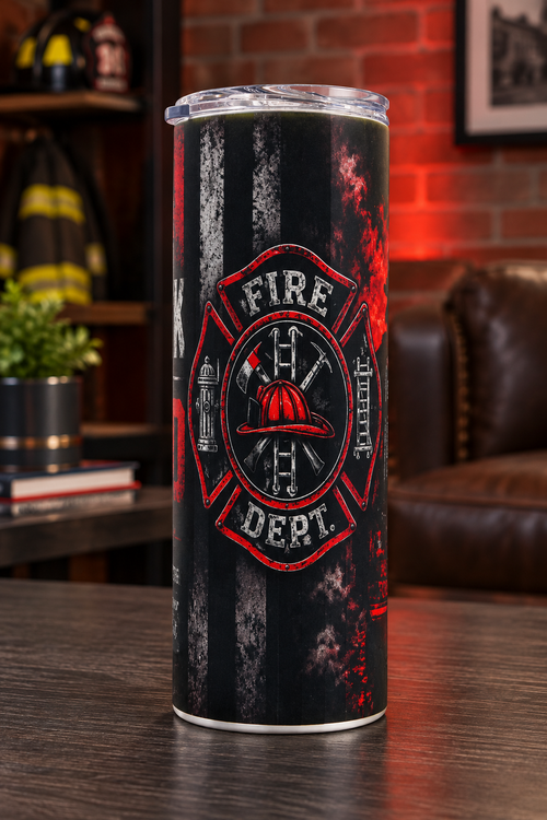 Fire department emblem side of the tumbler