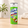 Green novelty spray-can-style tumbler in a neutral tabletop setting