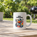 Grill Commander mug in a backyard setting