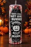 Halloween tumbler in a moody autumn setting