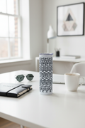 No Time for BS 20 oz skinny tumbler with bold black all-over typography on a white background