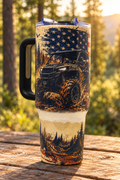 Off-road tumbler front view in a rustic outdoor setting