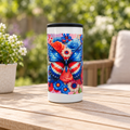 Patriotic butterfly floral 4-in-1 cup in a garden tabletop setting