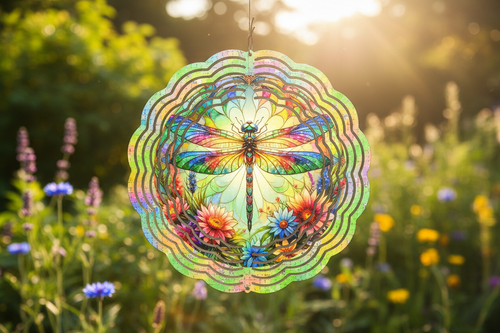 Stained Glass Dragonfly Wind Spinner