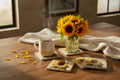 Sunflower Ceramic Coasters - Lifestyle